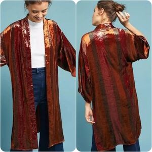 Anthropologie ett:twa Burnt Orange Velvet Kimono